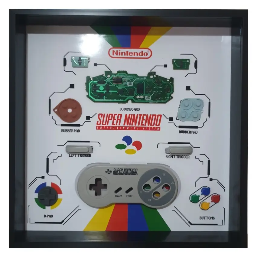 Framed Art: Deconstructed Nintendo SNES Controller